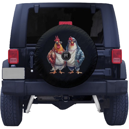 Streetwear-dressed chickens looking Spare Tire Covers