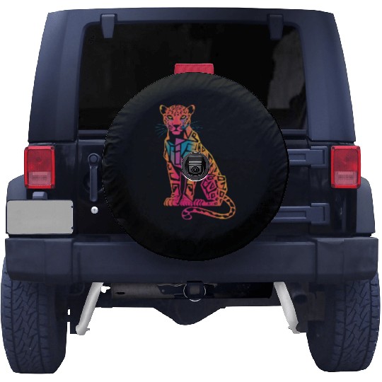 Colorful Geometric Jaguar Artwork for Bold Spare Tire Covers