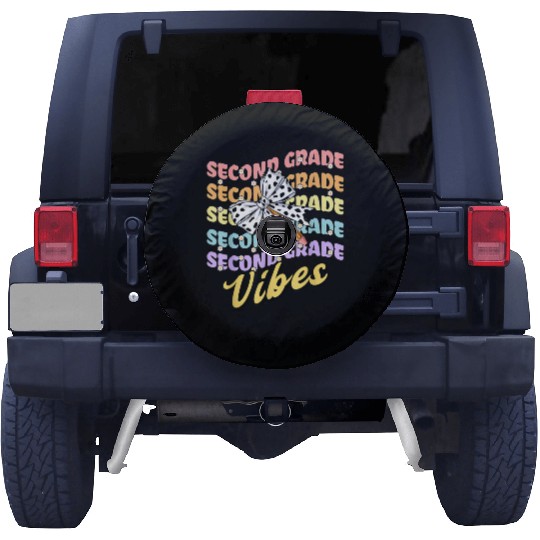 Second 2nd Grade Vibes Teacher Coquette Bow Dalmat Spare Tire Covers