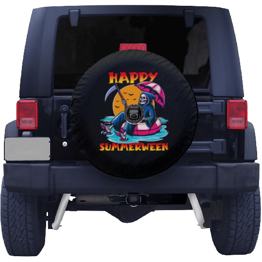 Happy Summerween Float Summer Halloween Spooky Spare Tire Covers