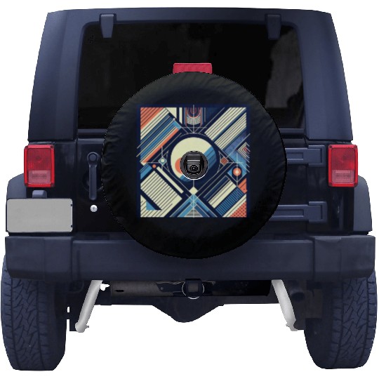 Retro Geometric Shapes 80s 90s Style Spare Tire Covers