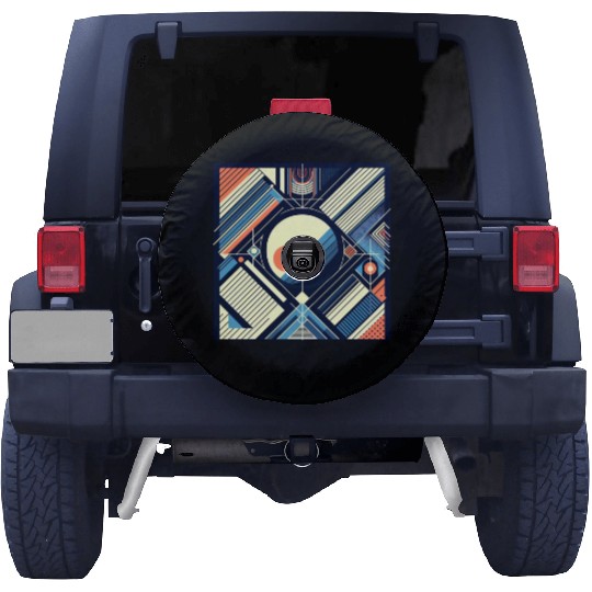 Retro Geometric Shapes 80s 90s Style Spare Tire Covers