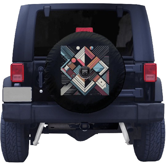 Retro Geometric Shapes 80s 90s Style 4 Spare Tire Covers