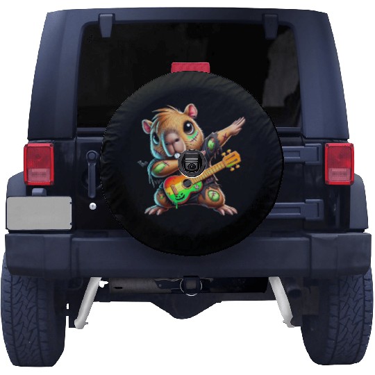 Cute Dabbing Capybara Zombie Squad Guitar Hallowee Spare Tire Covers