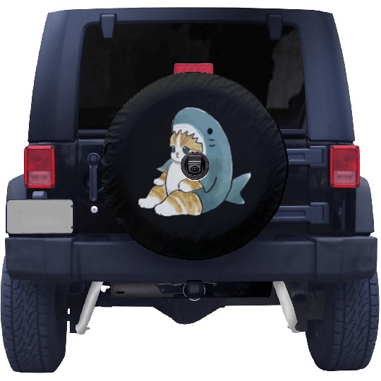 sand cat love pet cat shark Spare Tire Covers