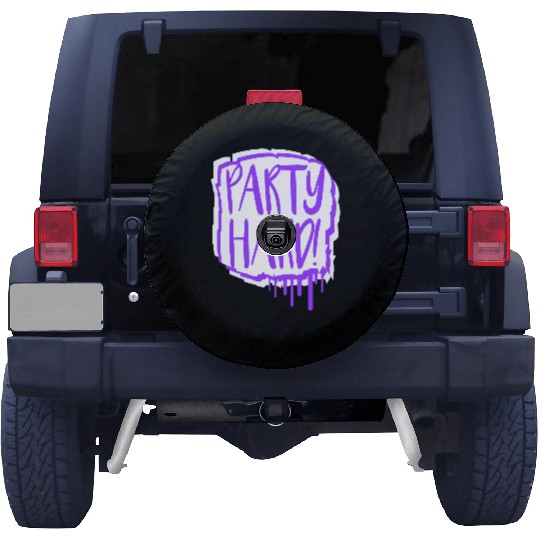 Party Hard Graffiti Spray Drops Stamp Text Slogan Spare Tire Covers
