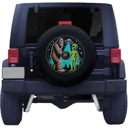 Bigfoot Alien Alliance - Funny Scifi Cryptid Spare Tire Covers