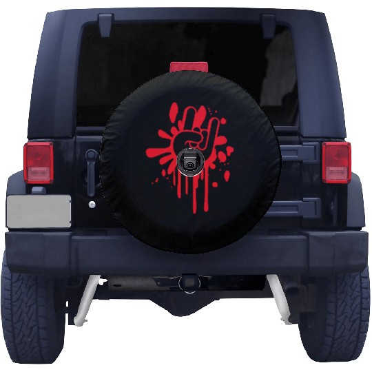 Heavy metal graffiti drop horn finger hand gesture Spare Tire Covers
