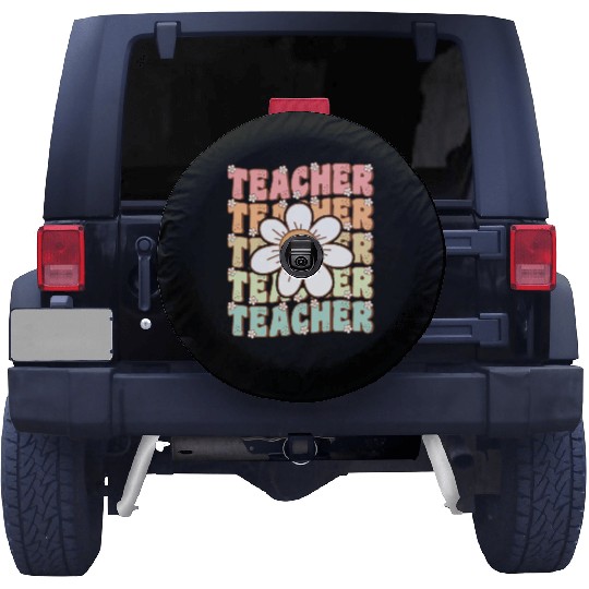 Groovy Teacher Cute Daisy Flower Back to School Spare Tire Covers