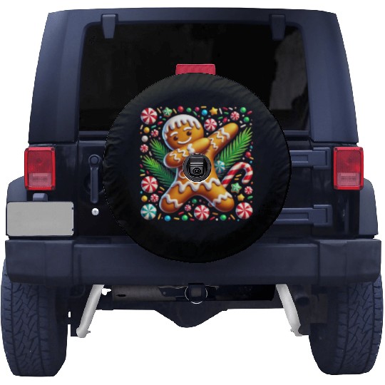 Dabbing Gingerbread Cookie Christmas Fun Spare Tire Covers
