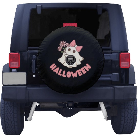 halloween friendly flower ghost Spare Tire Covers