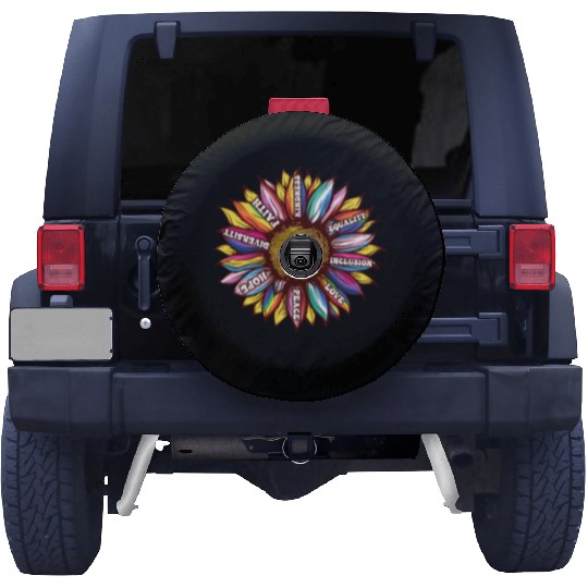 lgbtq sunflower rainbow flag Diversity Human Right Spare Tire Covers