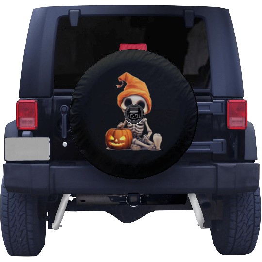 Skeleton celebrating Halloween Spare Tire Covers