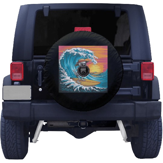 Surfing Skeleton Vibes Surfing Lifestyle Retro Spare Tire Covers