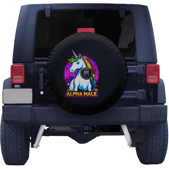 Alpha male LGBT unicorn Halloween Neon Colors Spare Tire Covers
