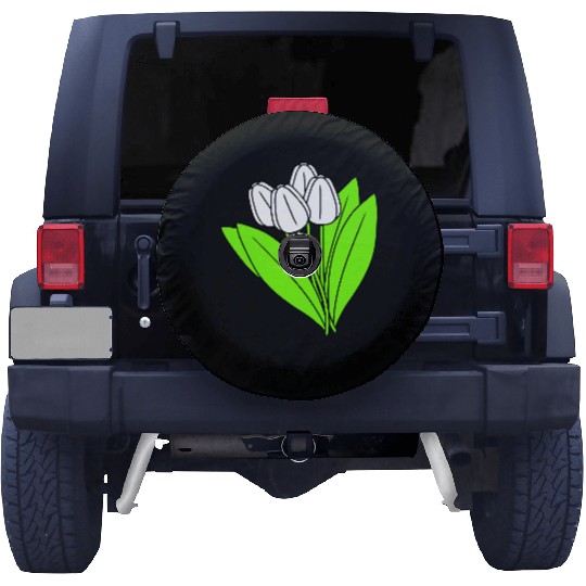 White Tulips Bouquet Spring Summer Beauty Flowers Spare Tire Covers