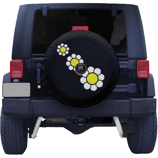 3 White Daisies Flowers Spring Summer Pretty Spare Tire Covers