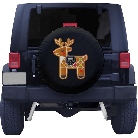 Reindeer in gingerbread design for Christmas Spare Tire Covers