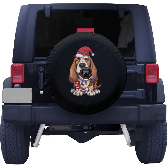 Basset Hound Santa Christmas Lights Dog Lover Spare Tire Covers
