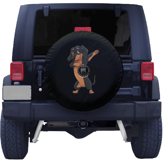 Dabbing dance post Dachshund dog lovers pet love Spare Tire Covers