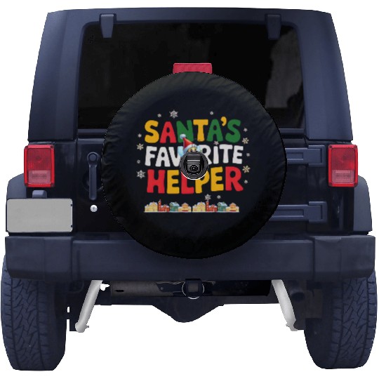 Little Bee Santa s Little Helper with Snowflakes Spare Tire Covers