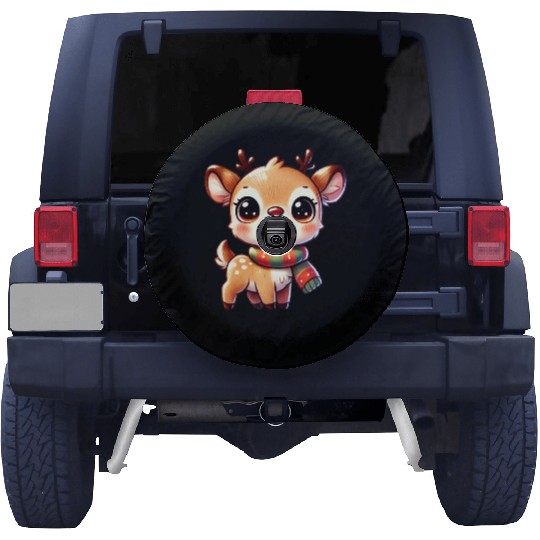 Reindeer with colorful scarf - Christmas charm Spare Tire Covers