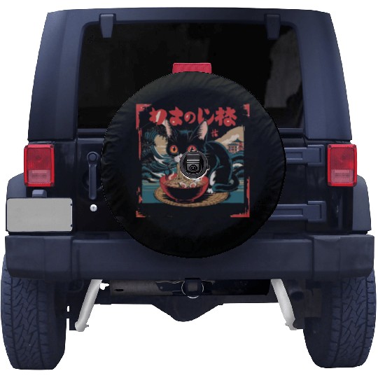 Funny Cat Ramen Japanese Cute Cat Spare Tire Covers