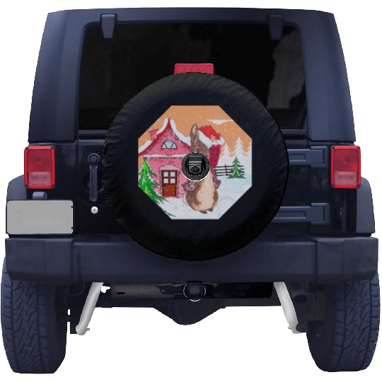 A rabbit walking on Christmas Day Spare Tire Covers