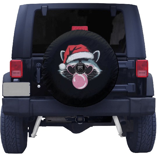 Cool Christmas Raccoon With Texture Spare Tire Covers