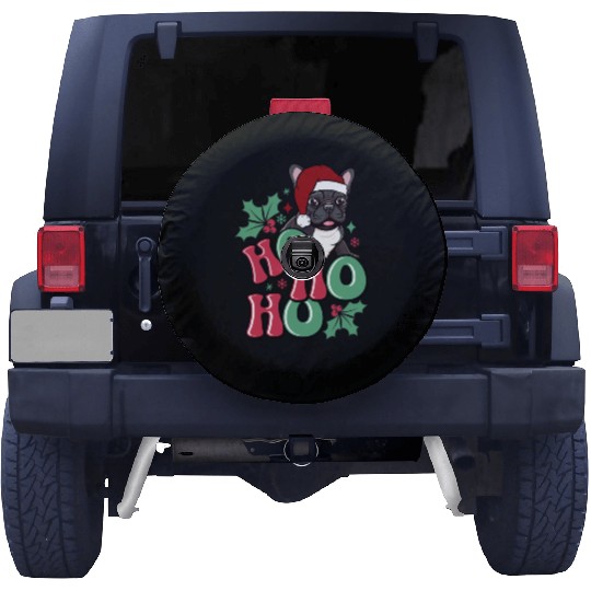 HO HO HO French Bulldog Holly Leaf Funny Spare Tire Covers