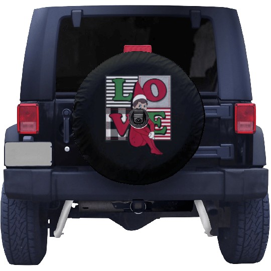 Elf on the Shelf Christmas Love Stacked Plaid Spare Tire Covers