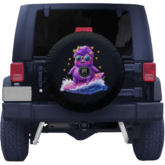 Cosmic Surfing Funky Creature Design Spare Tire Covers