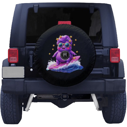 Cosmic Surfing Funky Creature Design Spare Tire Covers
