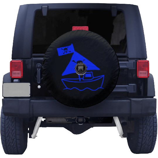 Cute Little Pirate Ship Painted Children Drawing Spare Tire Covers