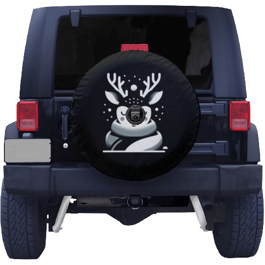 Winter Serenity Deer Illustration Spare Tire Covers