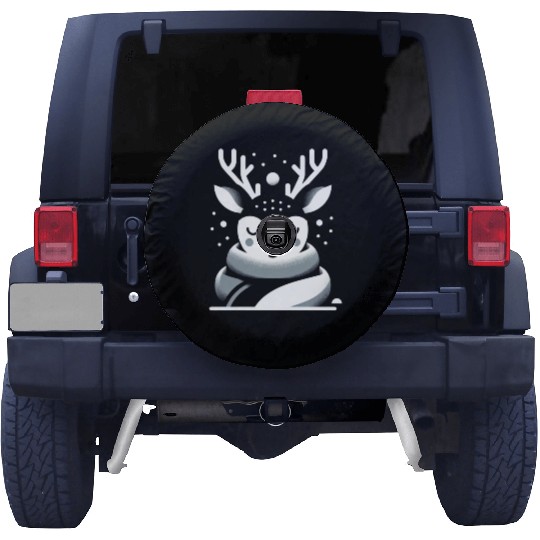 Winter Serenity Deer Illustration Spare Tire Covers