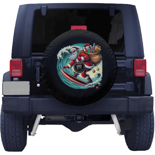 Santa's Surfing Christmas Adventure Spare Tire Covers