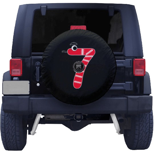 Playful Red Number Seven Graphic Spare Tire Covers