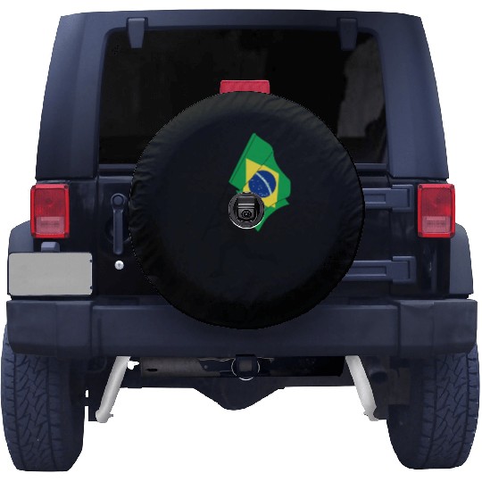 Brazil flag man running Spare Tire Covers