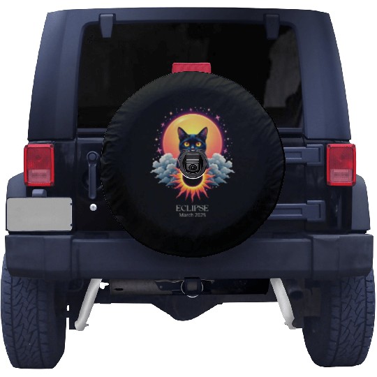 Solar Eclipse March 2025 Cat Lover Astronomy 03.25 Spare Tire Covers