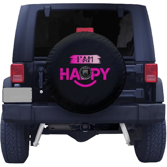 I Am Happy – Positive Vibes Typography Spare Tire Covers