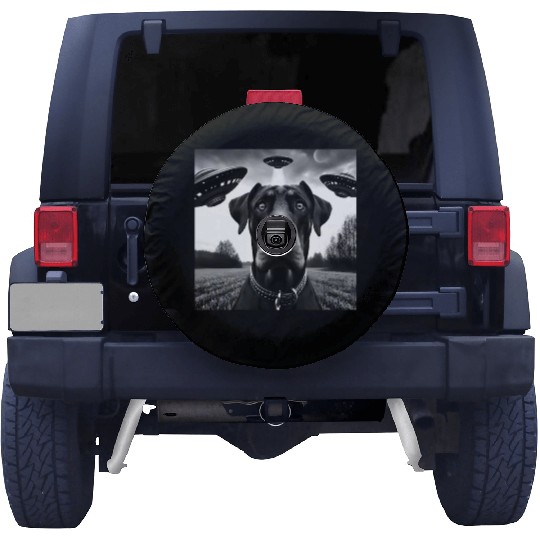 Doberman Pinscher2 Funny Graphic Selfie with UFO W Spare Tire Covers