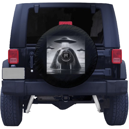 Walrus Sea lion Funny Graphic Selfie with UFOs Wei Spare Tire Covers