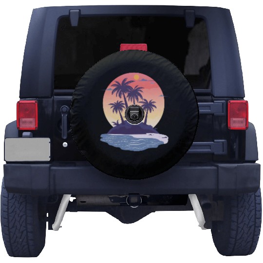 Tropical Island with Palm Trees nature Spare Tire Covers