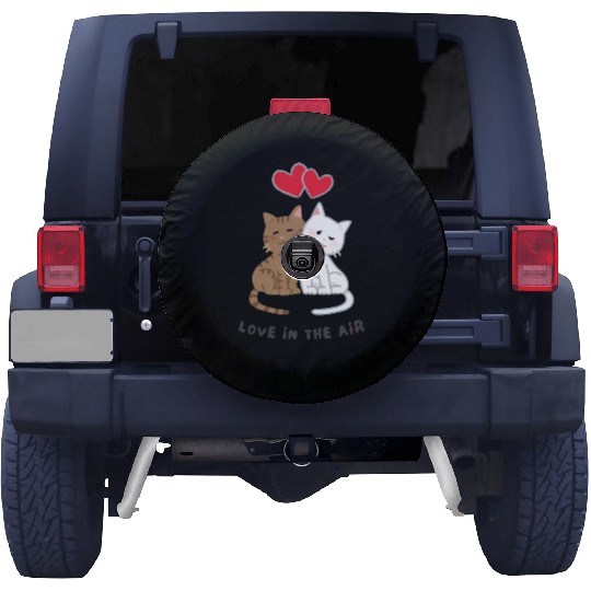 Love in the air cut cat in valentine Spare Tire Covers