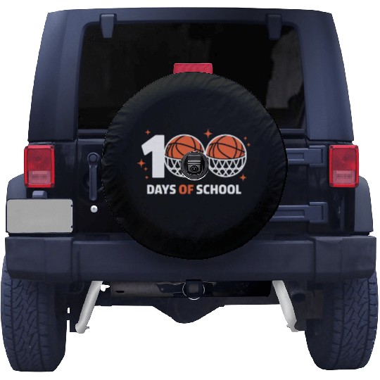 100 Days of School Basketball Celebration Spare Tire Covers