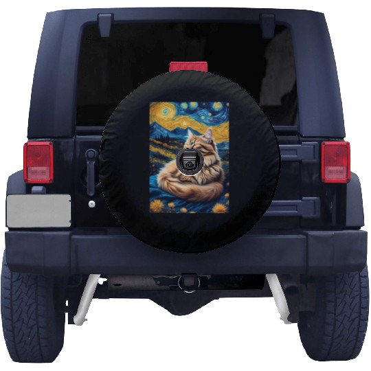 Cat painting red black cat Spare Tire Covers