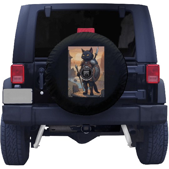 Cat painting red black cat Viking Spare Tire Covers