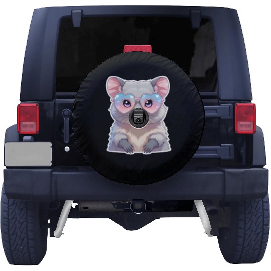 Opossum with glasses Spare Tire Covers