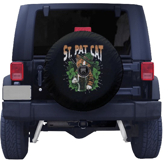 Funny St. Patricks Day Drinking Cat Spare Tire Covers